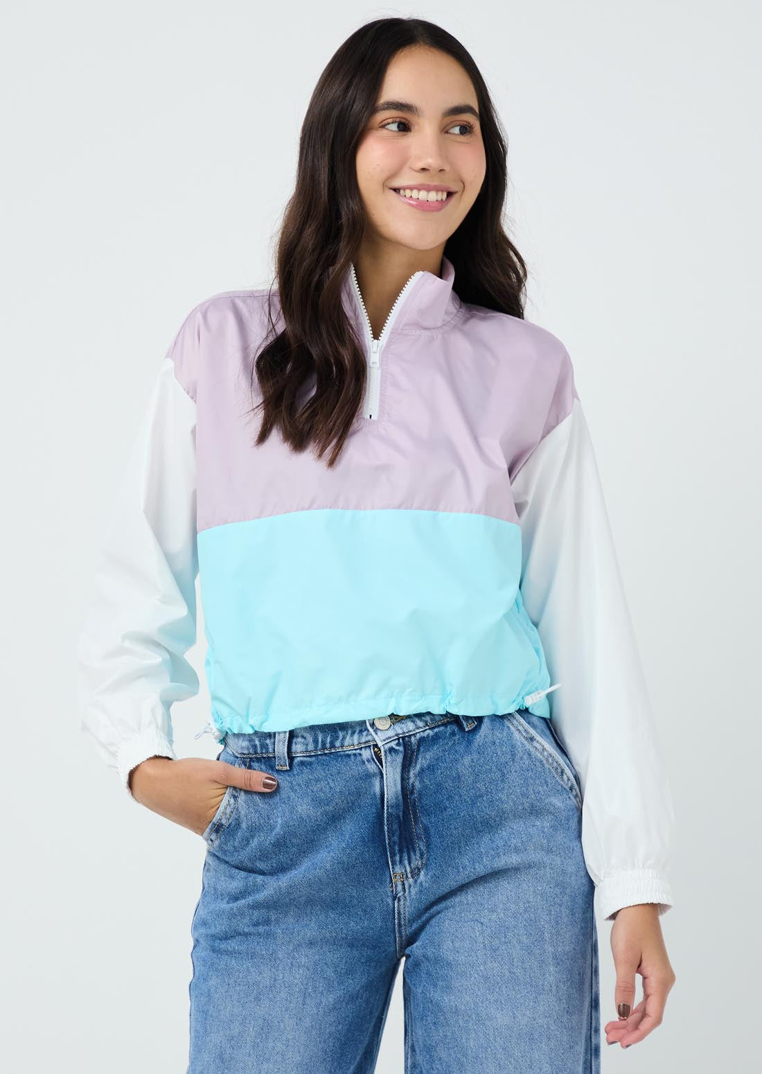 Chaqueta lila claro en bloques de color para niñas