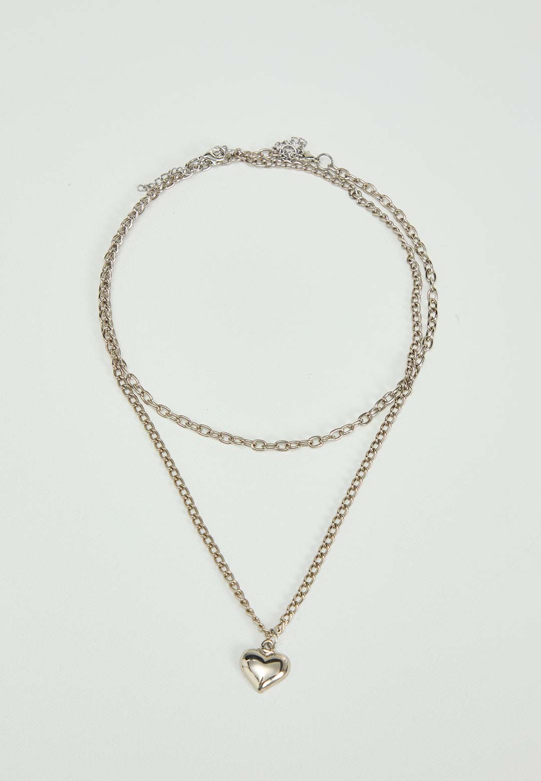 Cadena x2 plata con dije de corazón