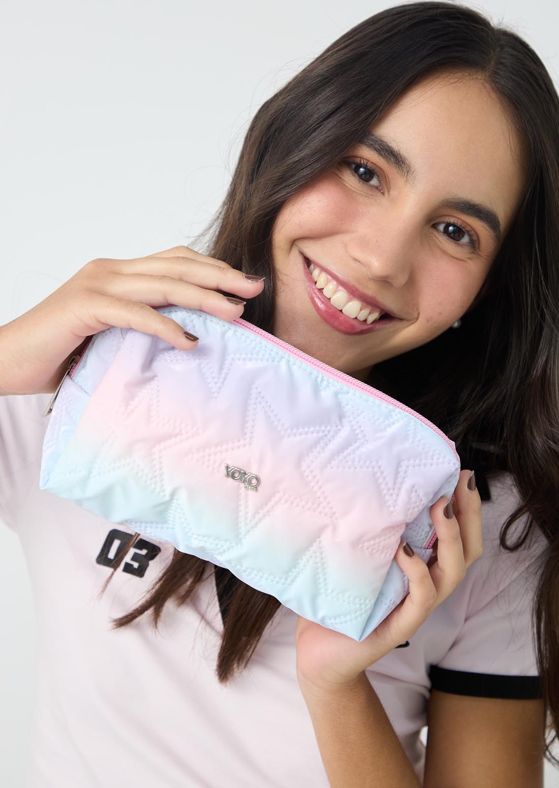 Cosmetiquera acolchada con estrellas