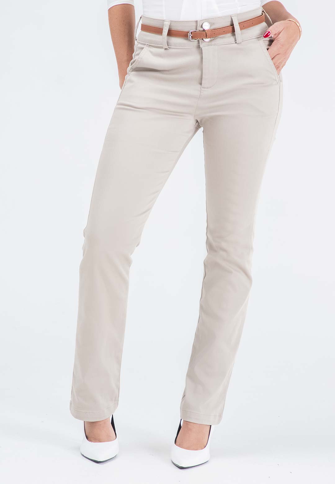 Pantalón ejecutivo kaky tiro alto para mujeres