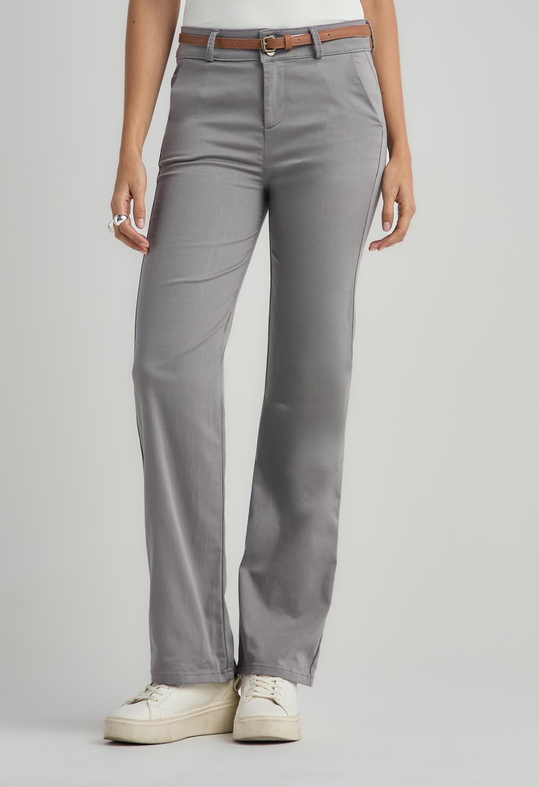 Pantalón ejecutivo gris bota recta para mujer