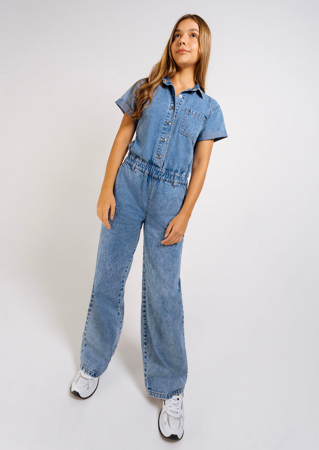 Enterizo medio en denim para adolescentes