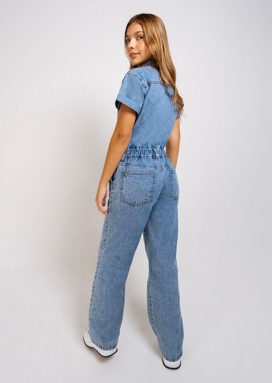Enterizo medio en denim para adolescentes