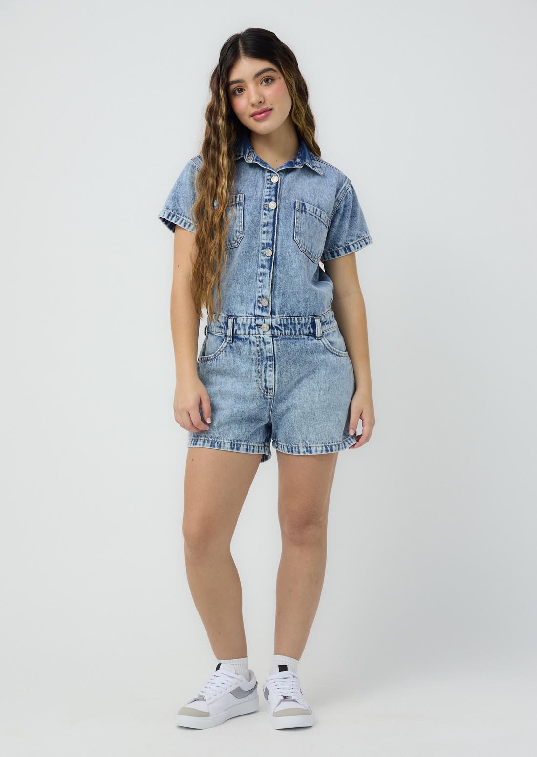 Enterizo lavado medio con bolsillos para jóvenes