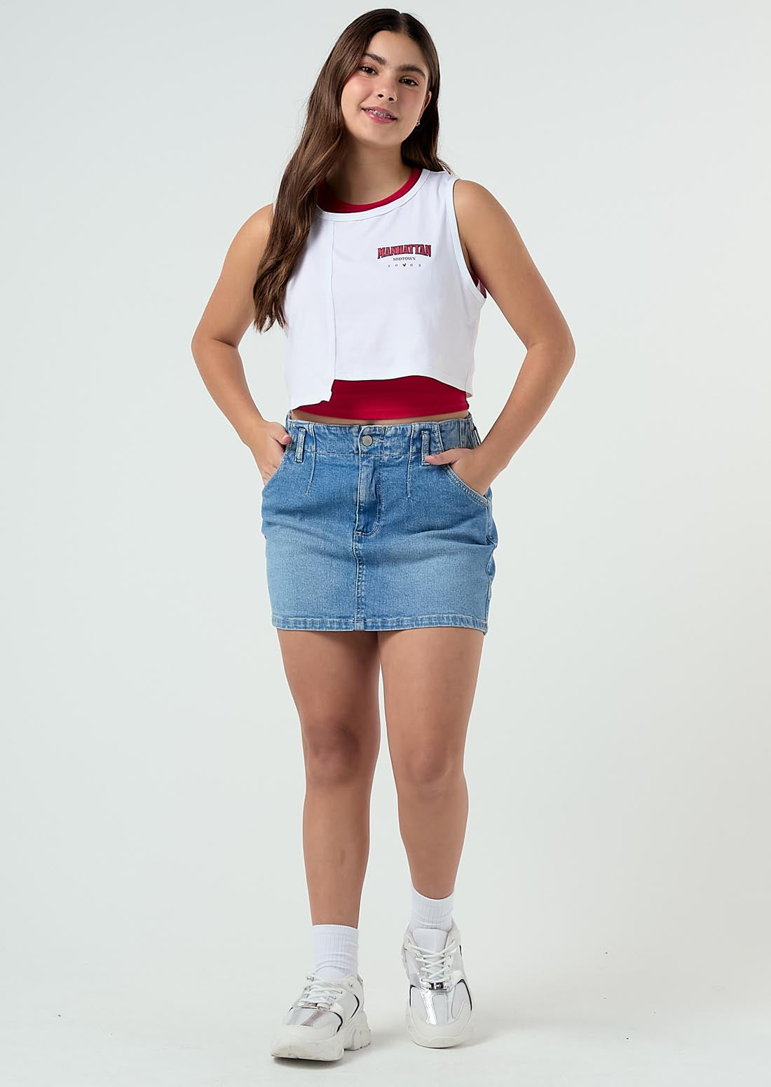 Falda medio fondo entero para adolescentes