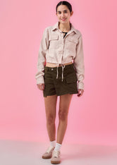 Falda short verde militar fondo entero para jóvenes