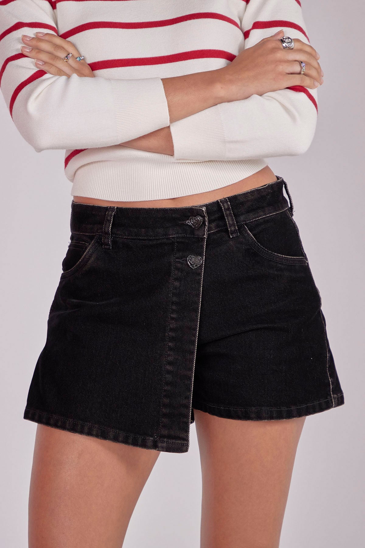 Falda short negro medio fondo entero para mujer