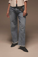 Jean baggy claro de tiro alto para mujer