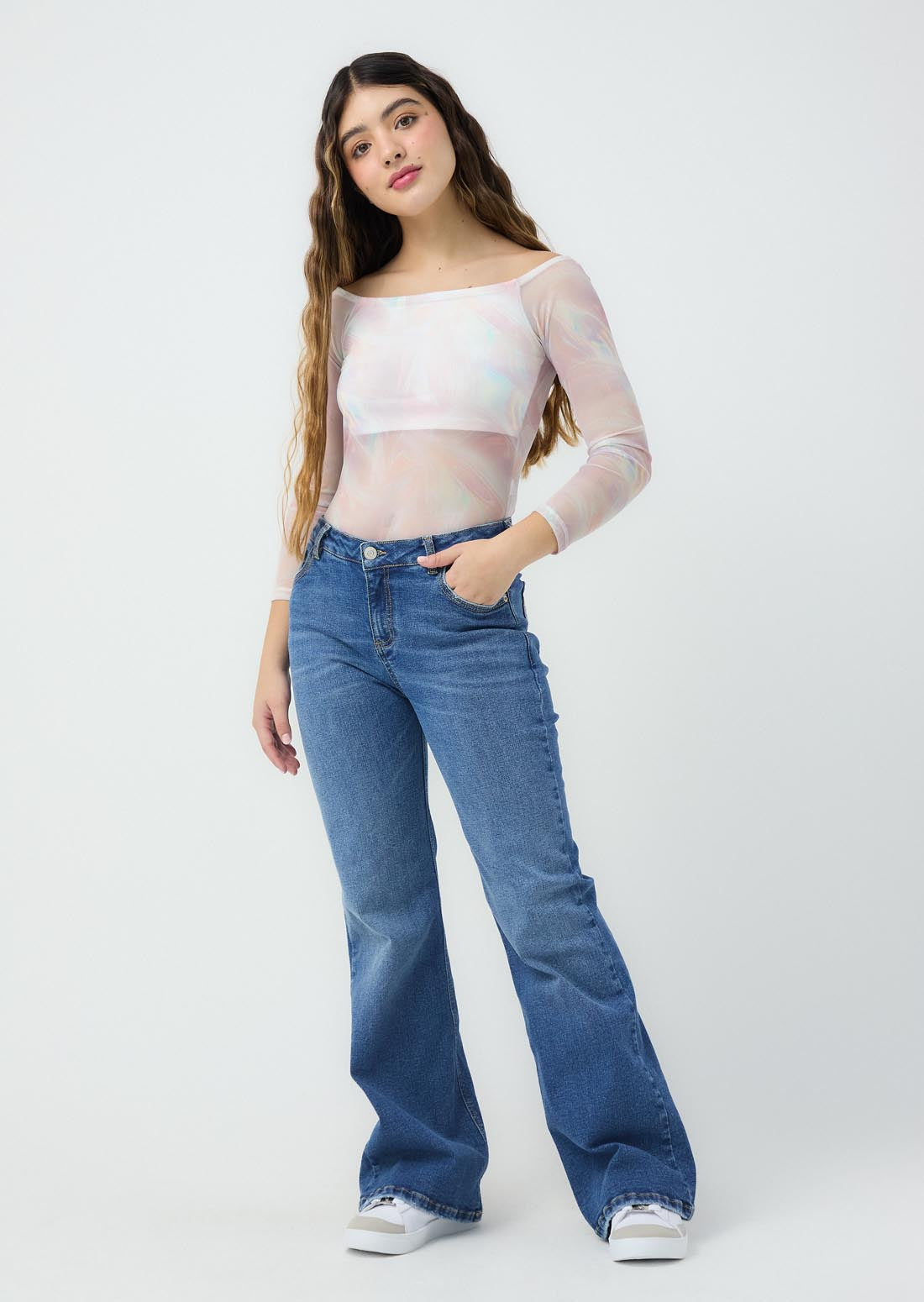 Jean cool lavado medio descaderado para jóvenes