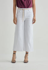 Pantalón culotte blanco fondo entero para mujer