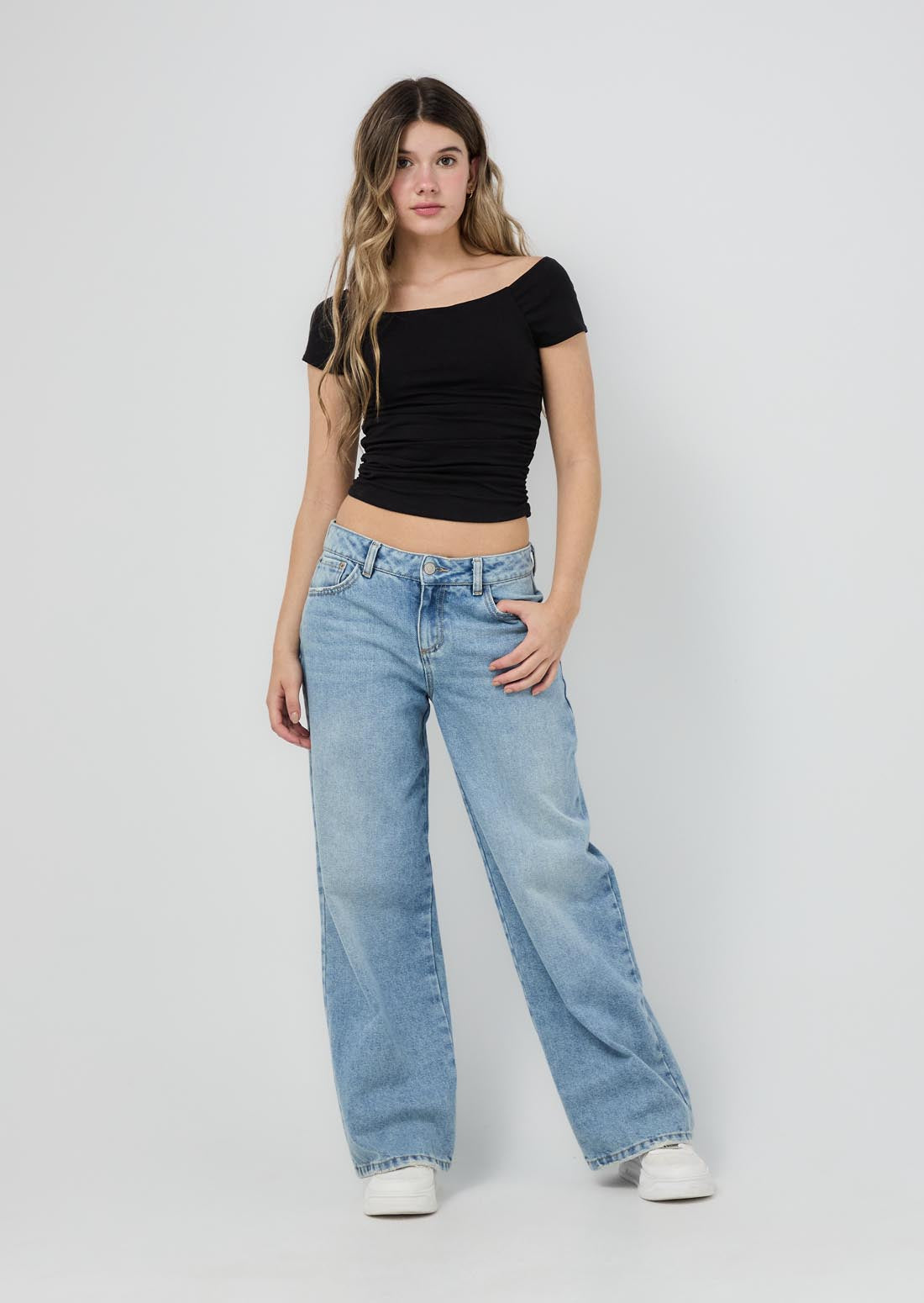 Jean retromom claro descaderado para jóvenes