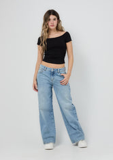 Jean retromom claro descaderado para jóvenes