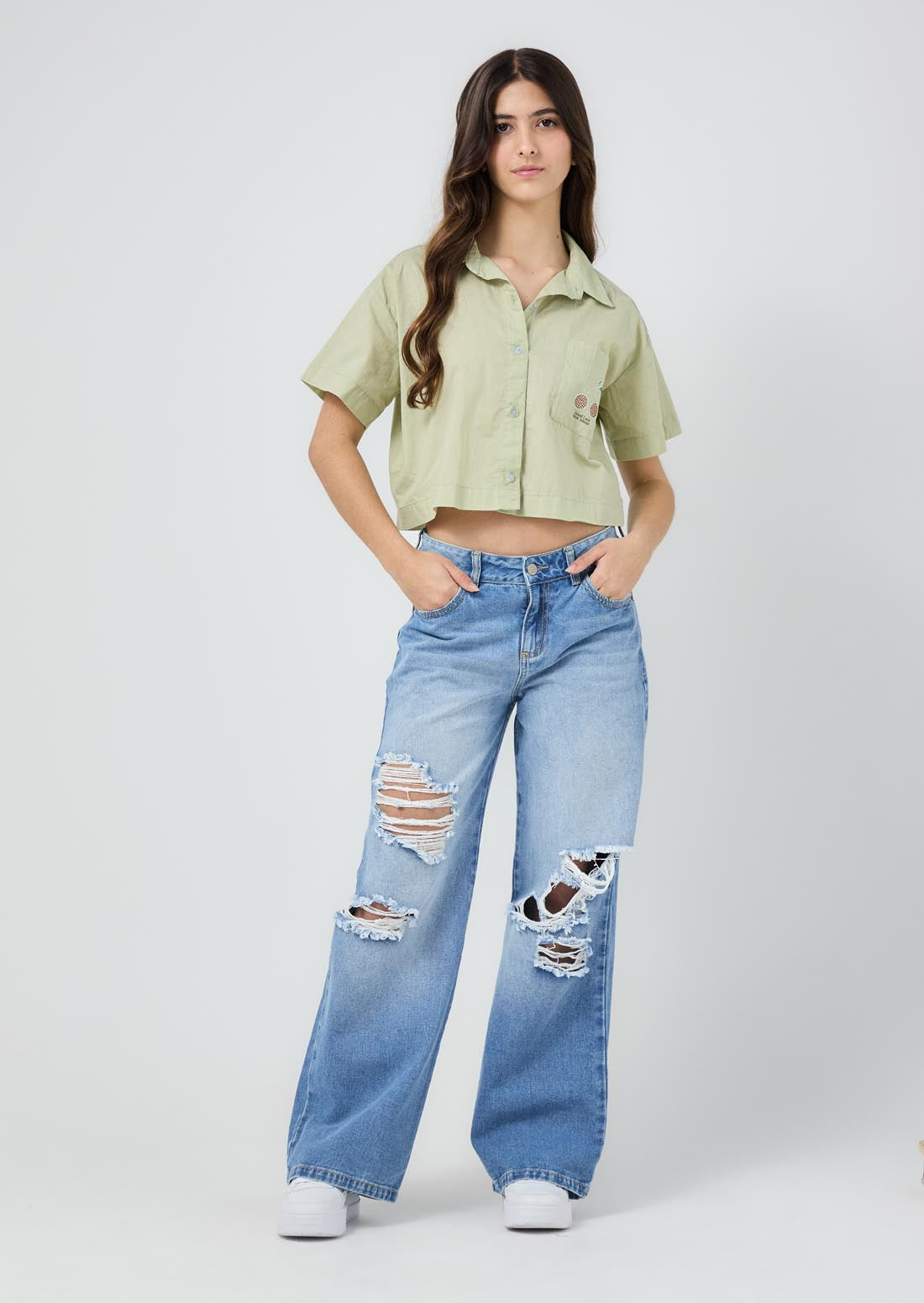 Jean retromom medio descaderado para jóvenes