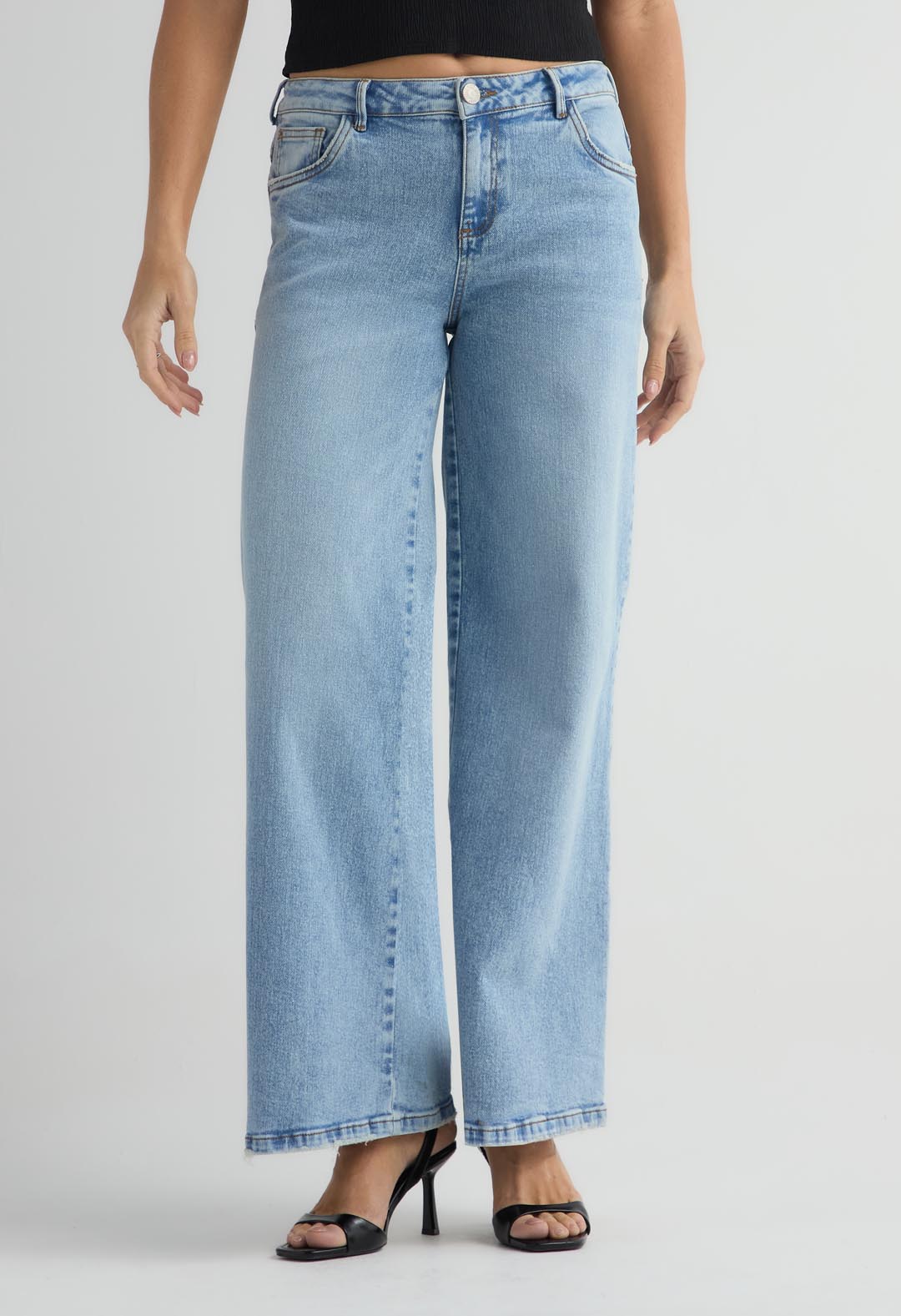 Jean retro claro con detalle en costado para mujer
