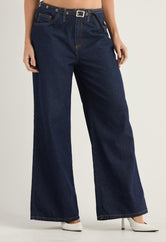 Jean retro oscuro fondo entero para mujer