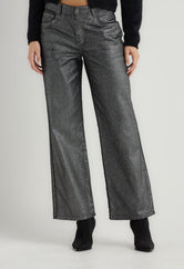 Jean retro descaderado negro para mujer