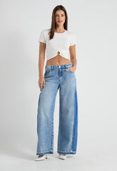 Jean retro claro con tiro descaderado para mujer