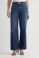 Jean retro medio líneas en bota para mujer