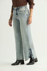 Jean retro claro con efecto dirty para mujer