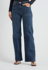 Jean retro oscuro tiro alto para mujeres