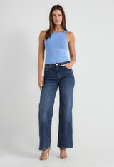 Jean retro medio tiro alto para mujeres
