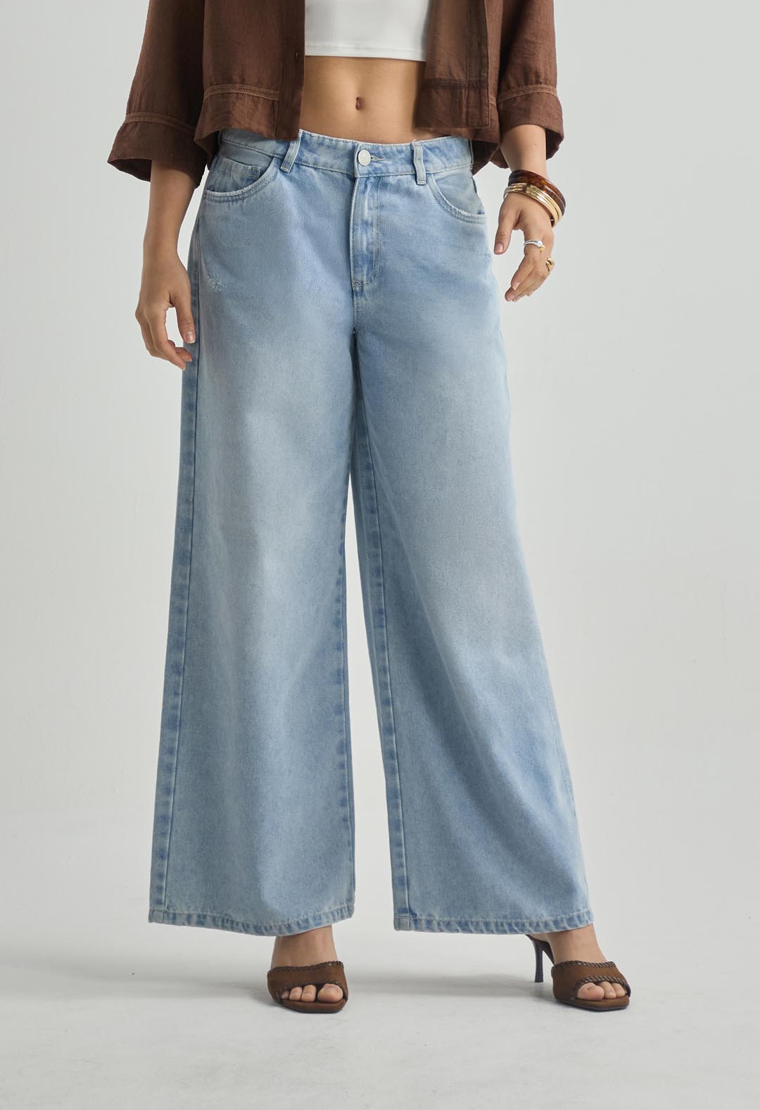 Jean retro claro con bota amplia para mujer