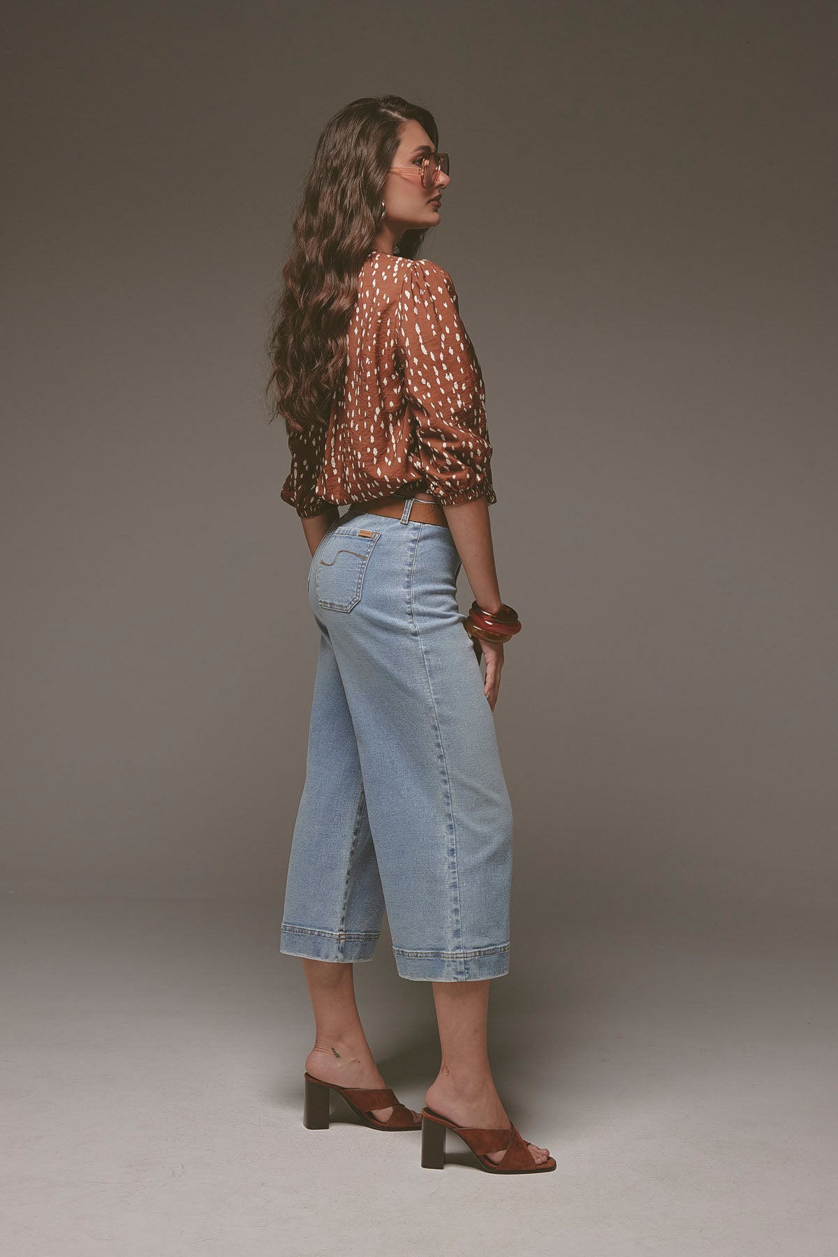 Jean culotte claro bota amplia para mujer