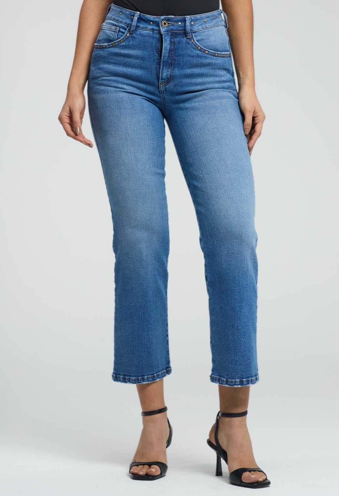 Jean vaquero medio con taches para mujeres