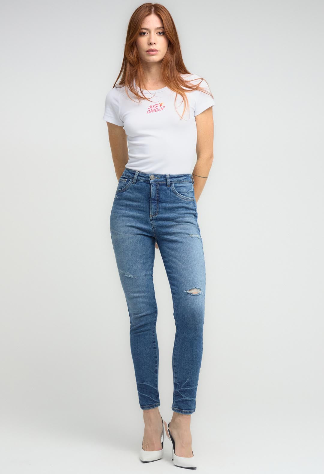Jean vaquero medio bota tubo para mujeres