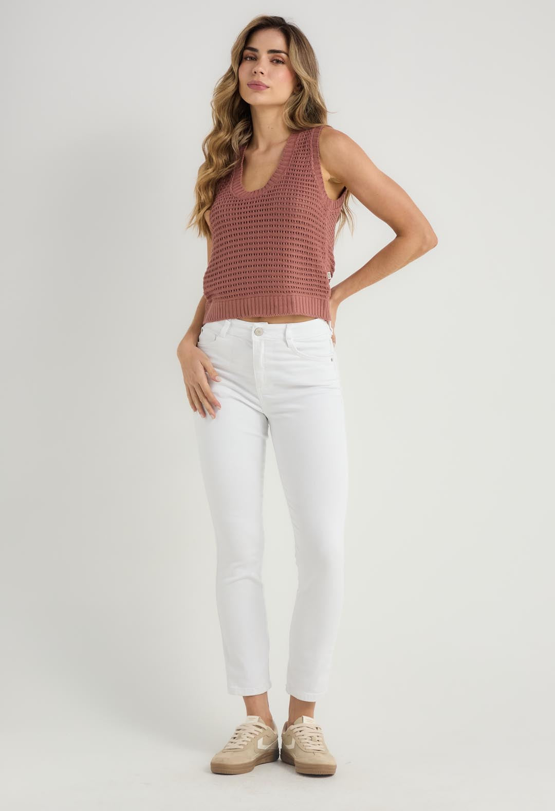 Jean vaquero blanco bota tubo para mujeres