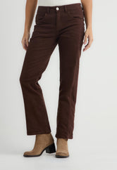 Jean vaquero chocolate con bota recta para mujer