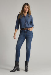 Jean vaquero medio oscuro básico para mujer