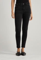 Jean levantacola negro tiro alto para mujer