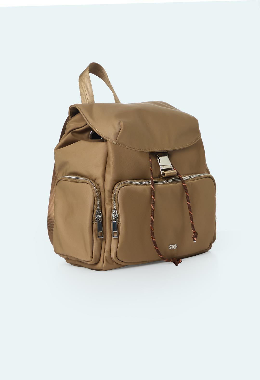 Morral miel con tapa para mujer
