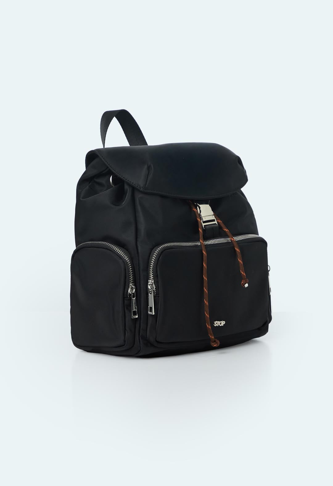 Morral negro con tapa para mujer