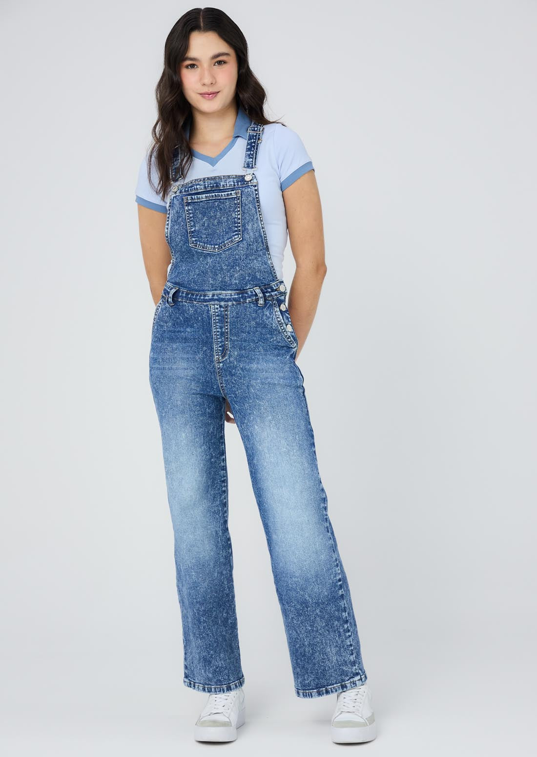 Overall medio en denim para jóvenes