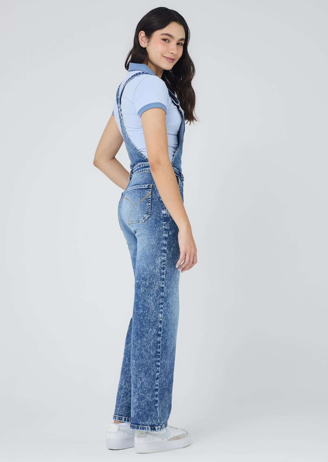 Overall medio en denim para jóvenes