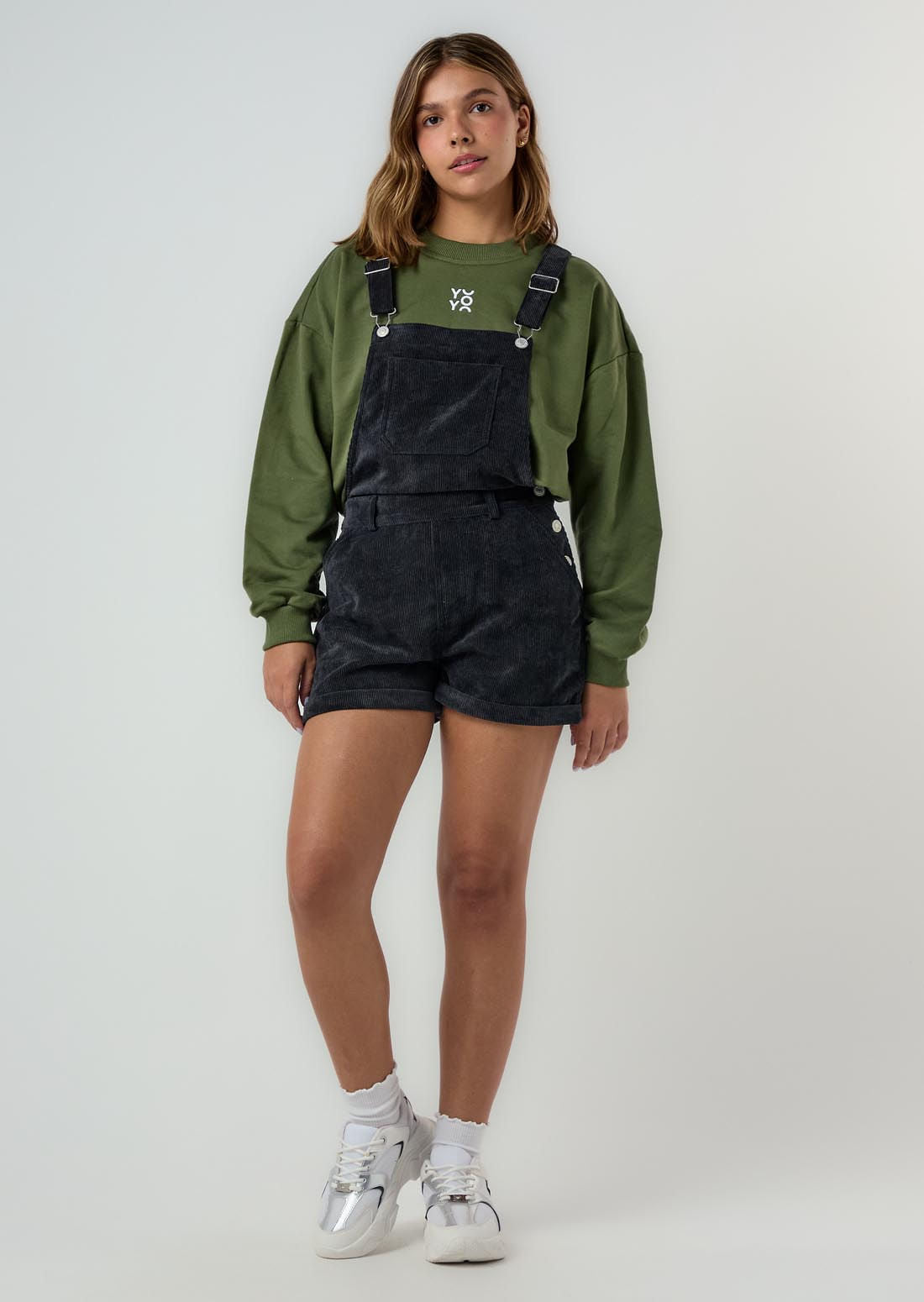 Overall gris oscuro en corduroy para jóvenes