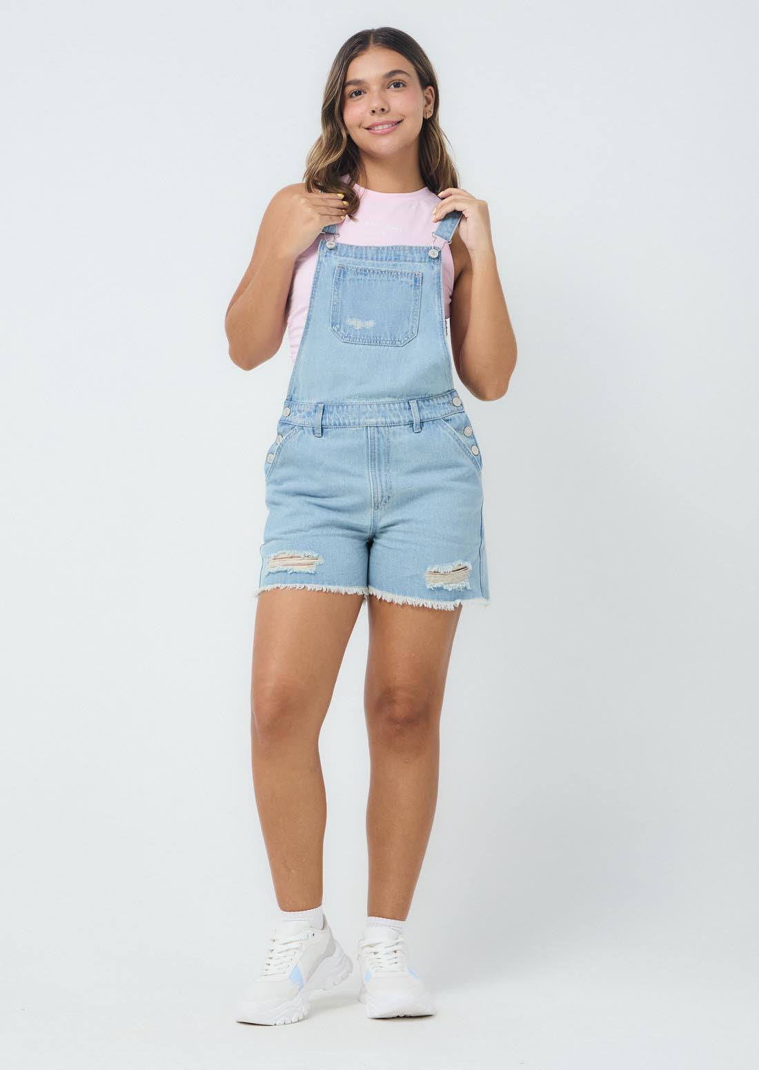 Overall corto lavado medio para jóvenes
