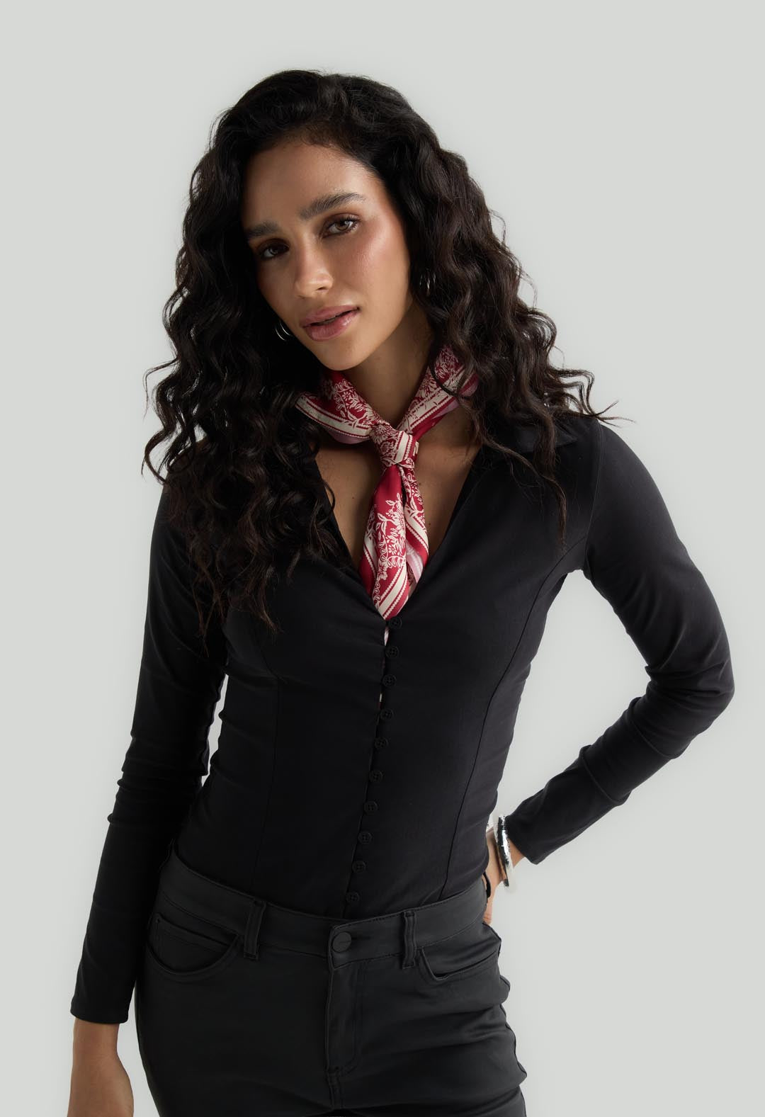 Pashmina roja estampada para mujer