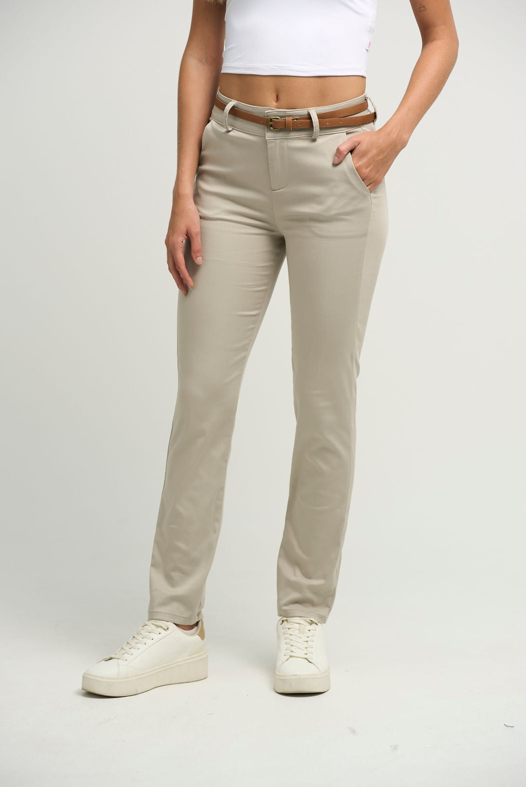 Pantalón ejecutivo kaky fondo entero para mujeres