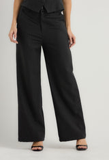 Pantalón negro con doble pretina para mujer