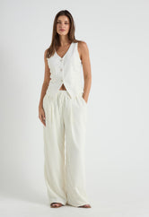 Pantalón marfil tiro medio para mujer