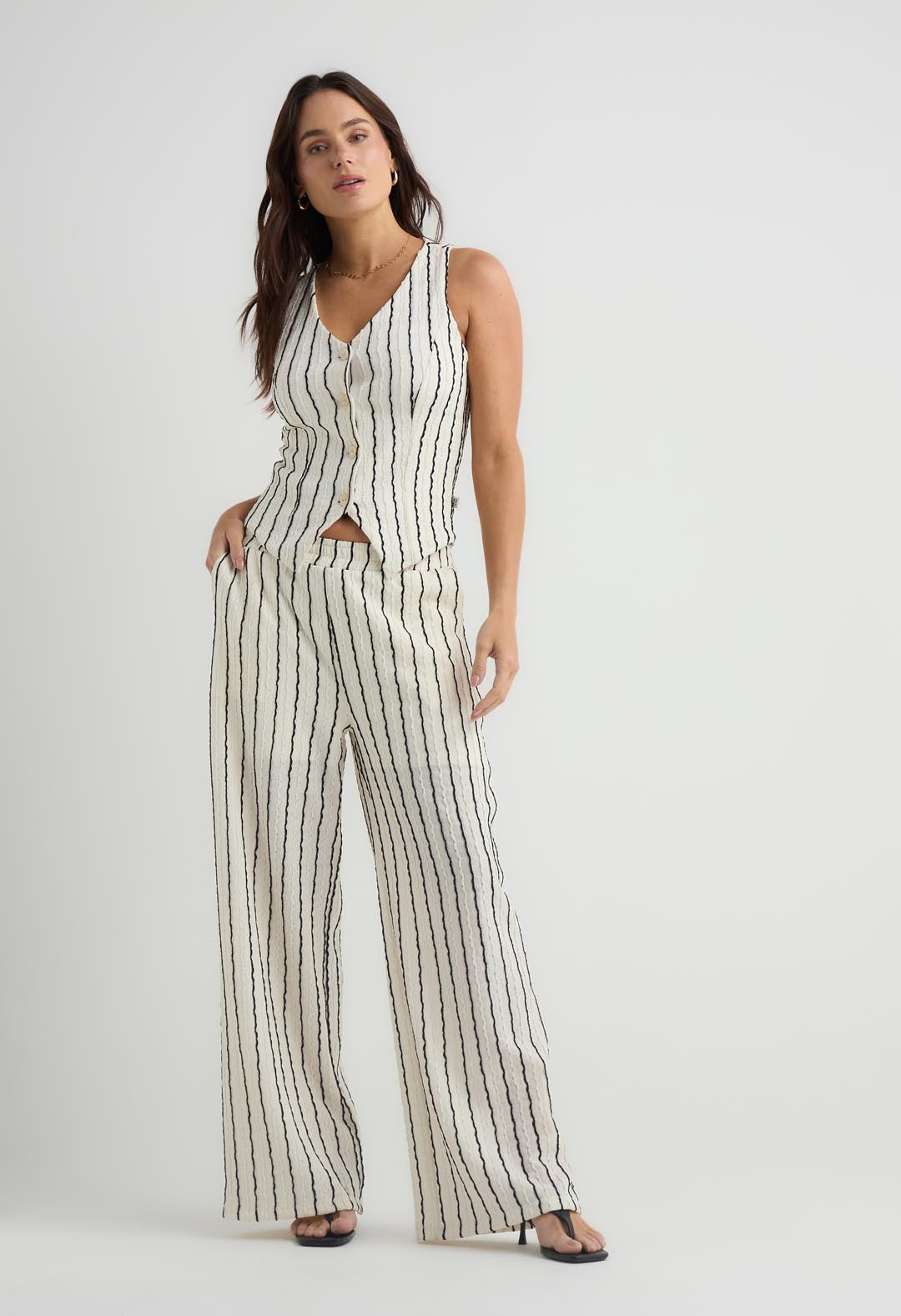 Pantalón negro con elástico en cintura para mujer