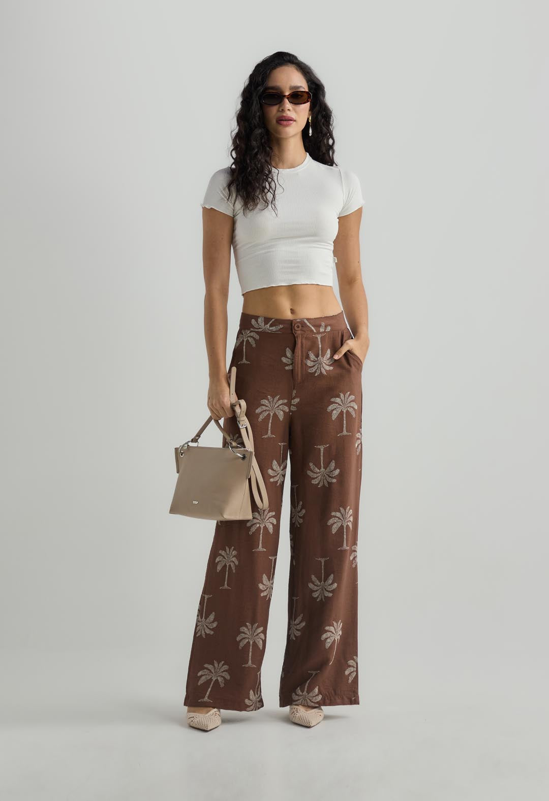 Pantalón chocolate estampado para mujer