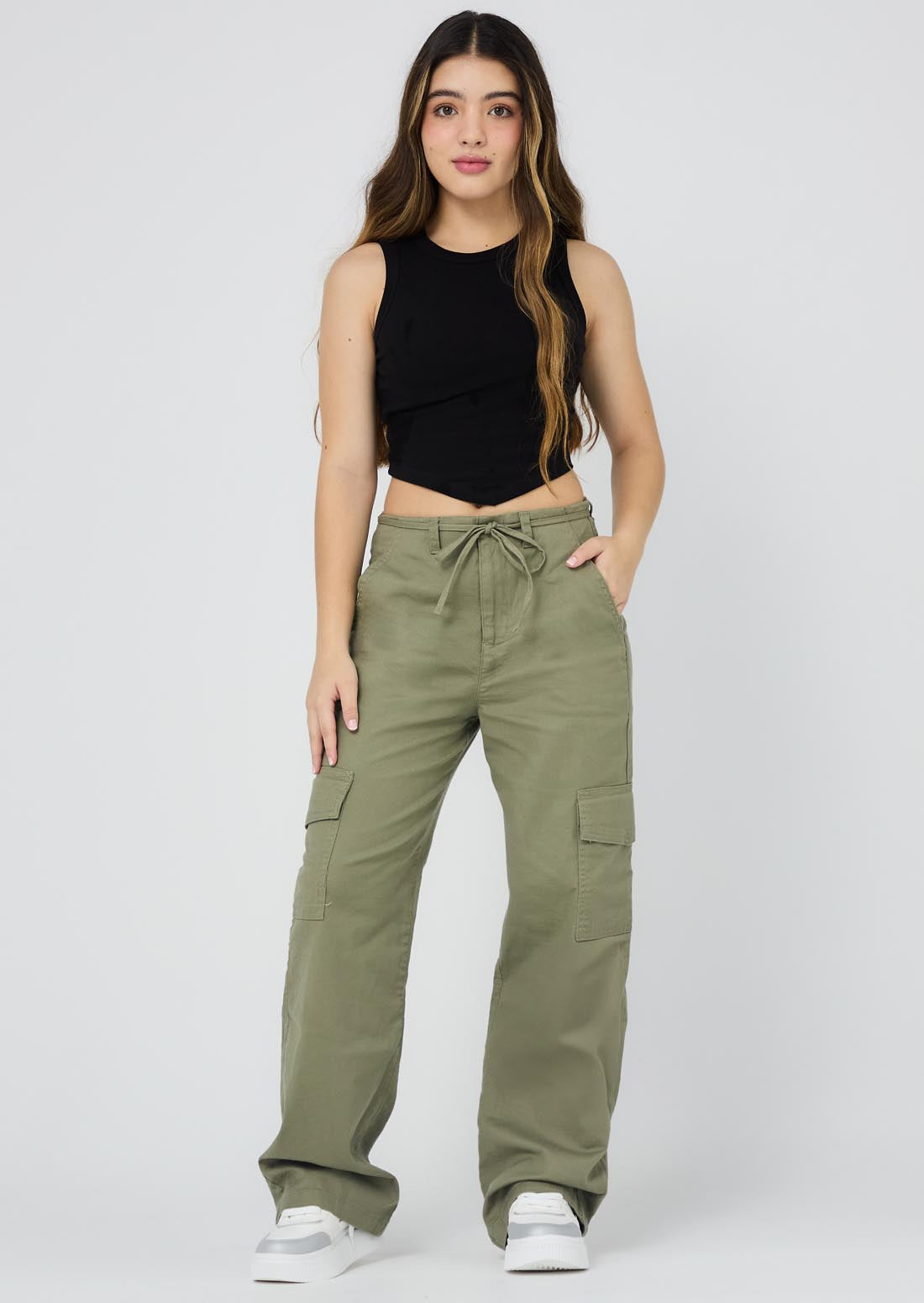 Pantalón pistacho tiro alto para adolescentes