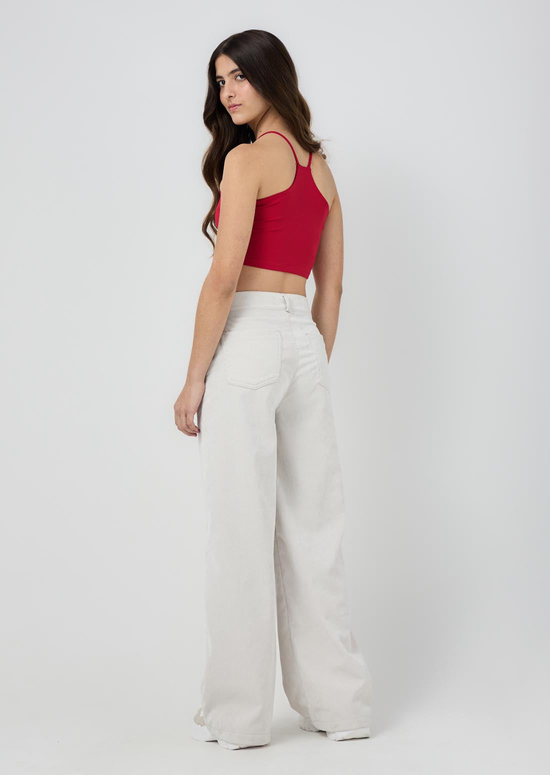 Pantalón beige en corduroy para jóvenes