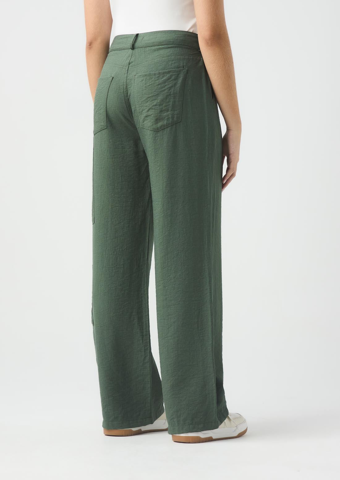 Pantalón verde militar fondo entero para jóvenes