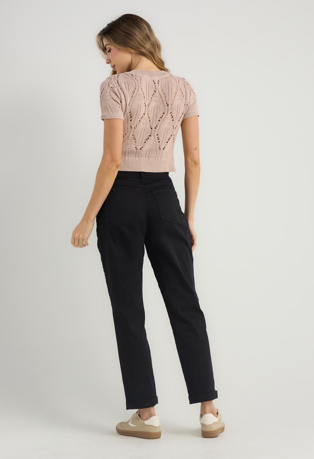 Pantalón baggy negro tiro alto para mujeres