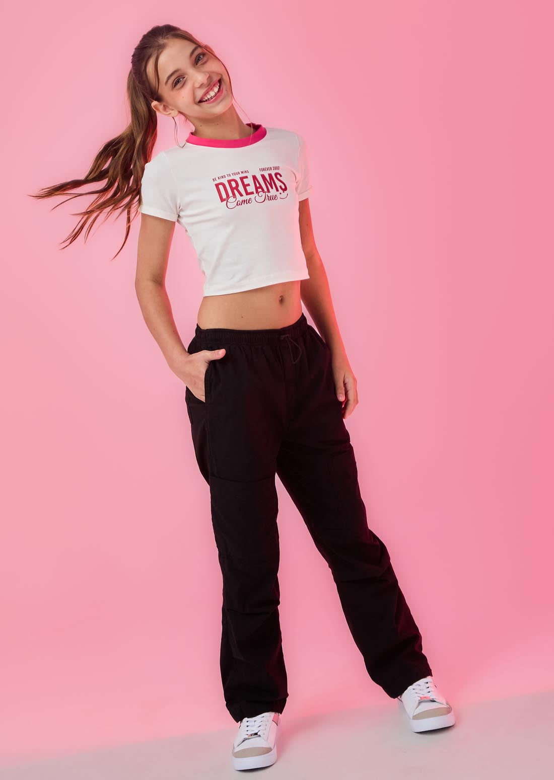 Pantalón cargo negro fondo entero para niñas